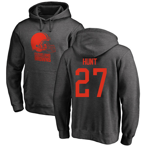 Men Cleveland Browns Kareem Hunt Ash Jersey #27 NFL Football One Color Pullover Hoodie Sweatshirt